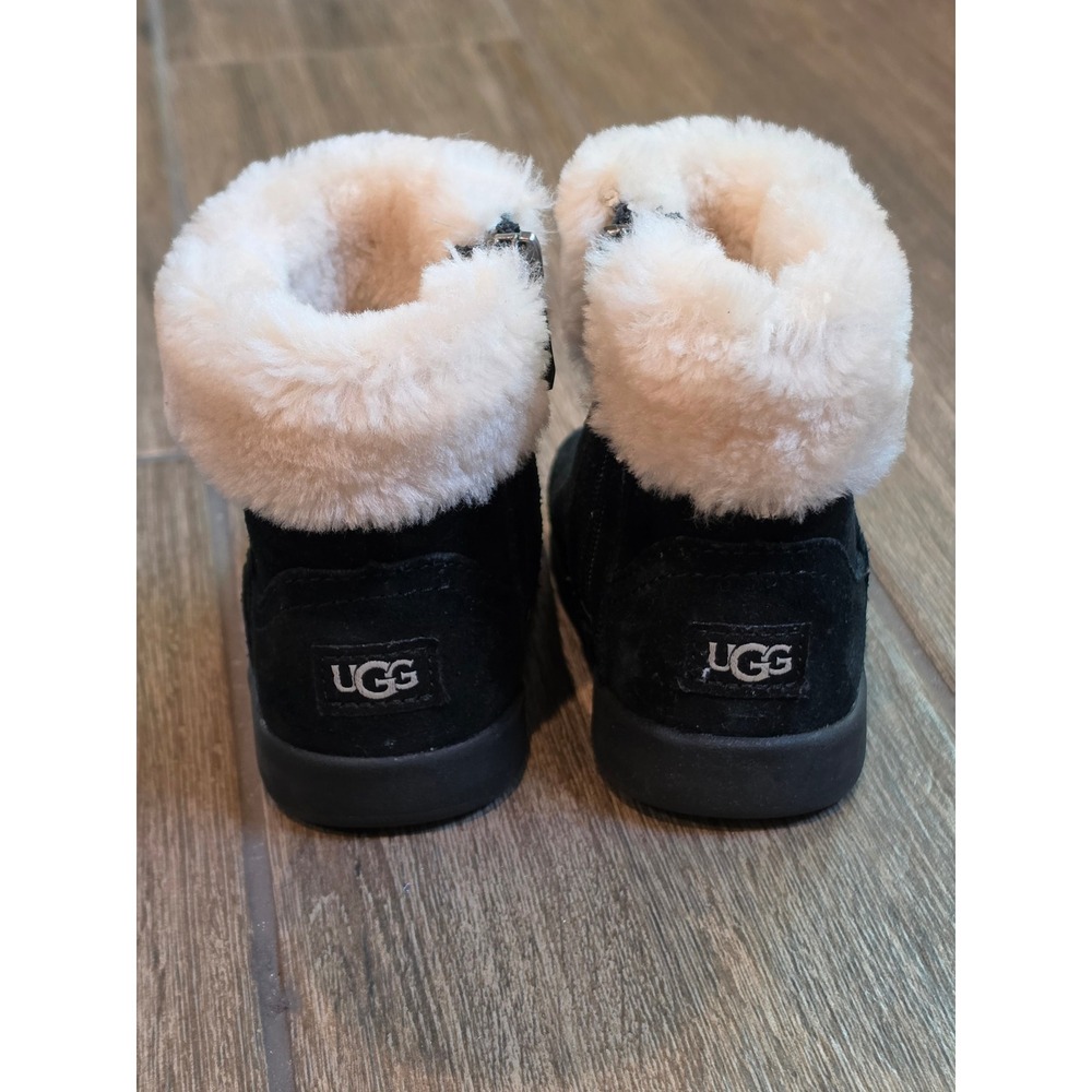 UGG Jorie II Toddler Boots Black Suede Sheepskin Fur 1097034I Size 4/5 Kids
